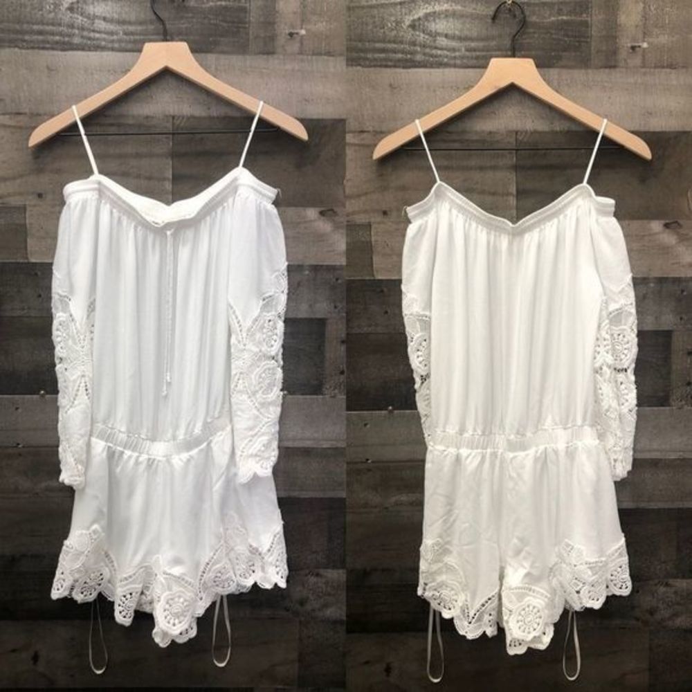 Liberty Garden Off Shoulder Lace Romper - Picture 2 of 7